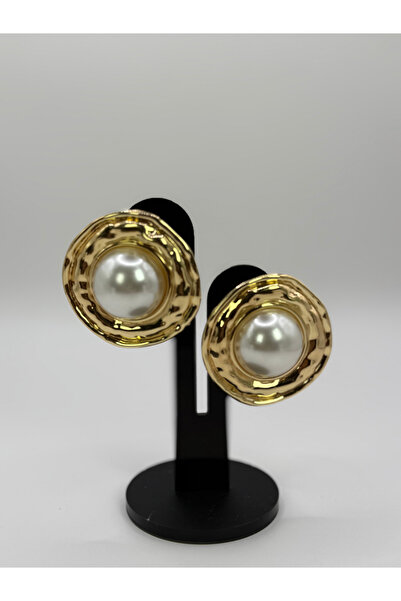 mize Round Pearl Detailed Steel Earrings