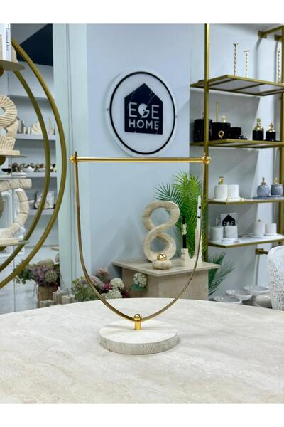 Ege Home Decoration DEKORATİF TRAVERTEN TABANLI DOĞAL MERMER GOLD U HAVLULUK