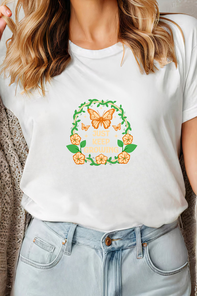 Sarah's Boutique Women's T-shirt – 100% cotton – Butterfly Growing