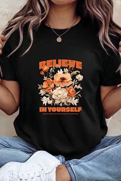 Sarah's Boutique Women's T-shirt – 100% cotton – Believe Floral