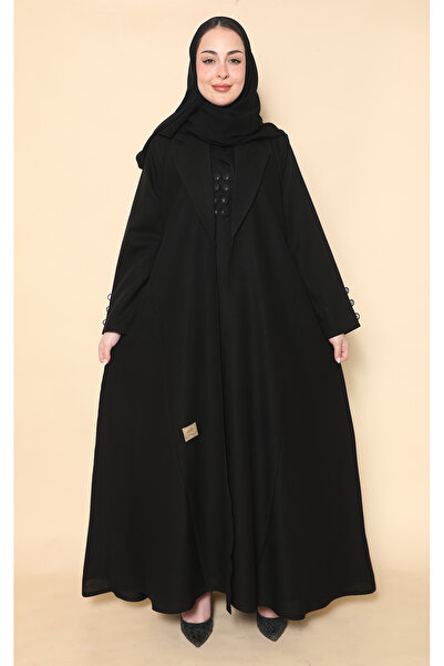 Stylish Fashion عباية من ستايلش فاشن طبقتين كويتي مزينة بأزرار ديكور