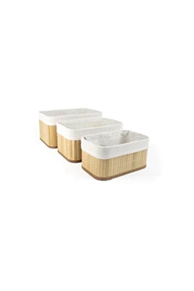 Confortime Set 3 coșuri depozitare bambus Confortime, organizator raft/dulap,...