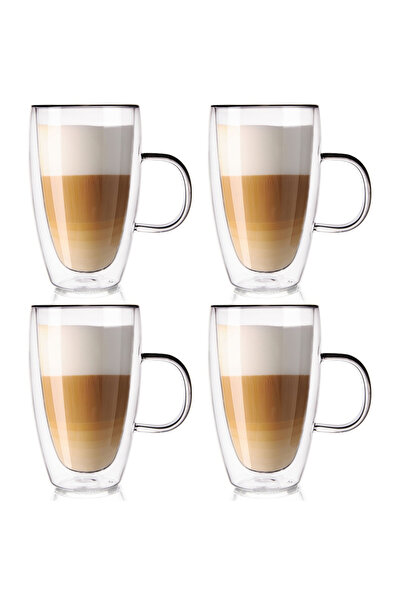 Orion Pahare de latte cu pereți dubli, 430 ml, Set de 4