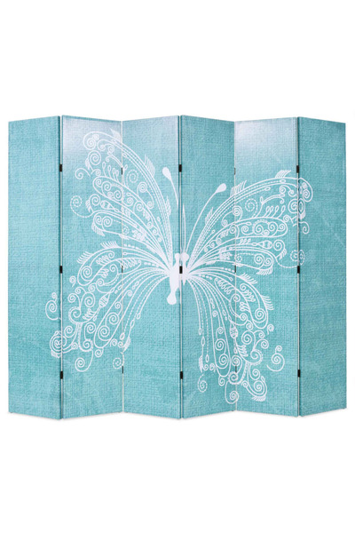 vidaxl Paravan cameră pliabil, albastru, 228 x 170 cm, fluture