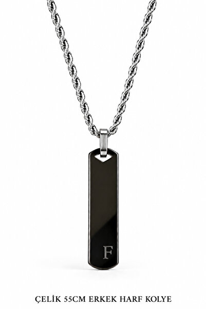 Jack Ferrero Letter F Steel Men's Necklace / 55 cm