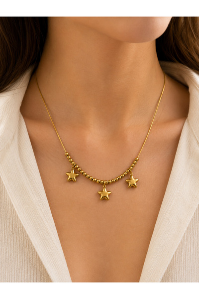 Archhazel Jewelery قلادة من الفولاذ الذهبي على شكل نجمة