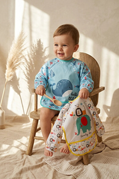 Babydonat Whale Liquid-Proof Long Sleeve Baby Bib 6-24 Months - Set of 2 Blw ...