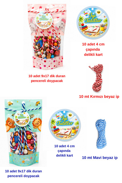 Dekals Set İyi Tatiller 20 li Karışık Doypack Hediye Paketi Şekerleme Poşeti ...