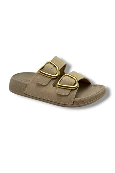 Pienn 20061-063-26 Suede Anatomical Double Buckle Women's Slippers