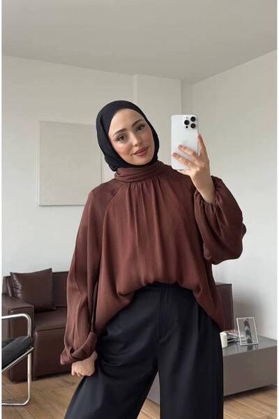manana fashion Chiffon Long Sleeve Summer Blouse with Back Tie Detail