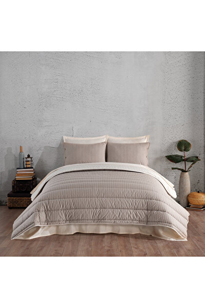 Alhabib bedding Norma Summer Double Bedspread Turkish Cotton Cream and Beige ...