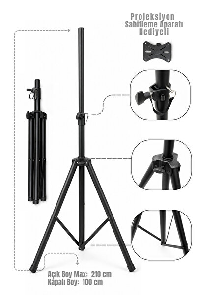 YANKI HS-20 Hoparlör Sehpası Kabin Hoparlör Standı 210 cm Pimli Ayarlı Projek...