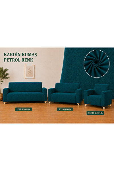 Akbal Home Klasik 3+2+1+1 Koltuk Örtüsü Likralı Tüm Çevre Giydirme Alttan Las...