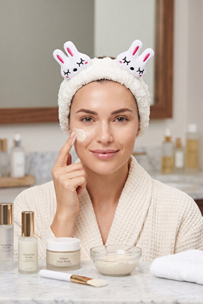 Sumicorn Design Sevimli Peluş Makyaj Spa Saç Bandı Bandana