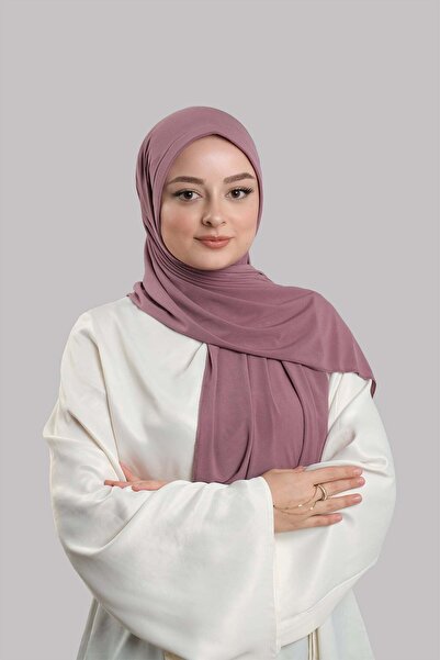 HÜRREM BONE Șal practic violet închis, gata de purtat, cu burete pe partea di...