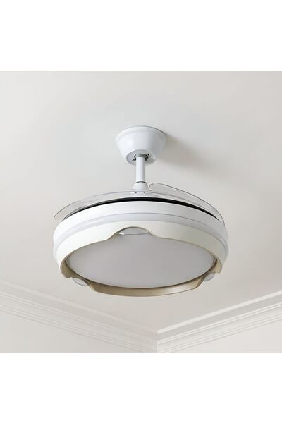 Danube Home مروحة سقف LED كينج مع ثريا وإضاءة بيضاء بثلاثة ألوان مع جهاز تحكم...