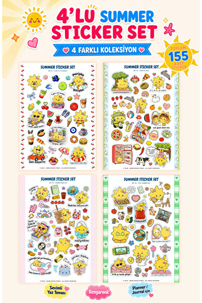 Smind 4'lü Yaz Summer Temalı Ajanda Planlayıcı Günlük Bullet Journal Scrapboo...