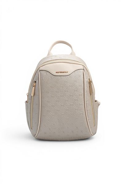 Silver Polo Beige - Beige Logo Women's Backpack Sp906