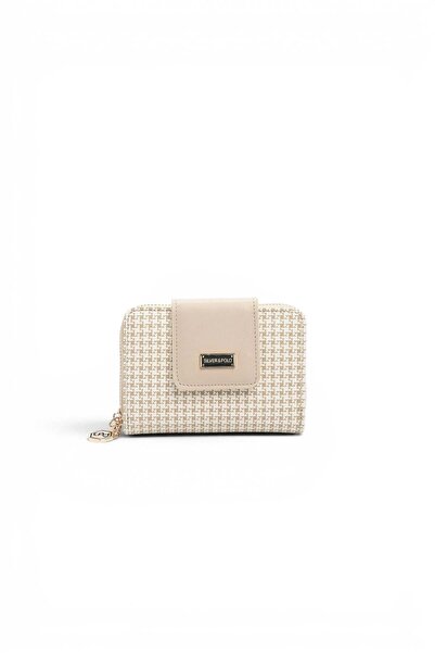 Silver Polo Kum - Kum Beige Crow's Feet Plaid Women's Wallet and Card Holder ...