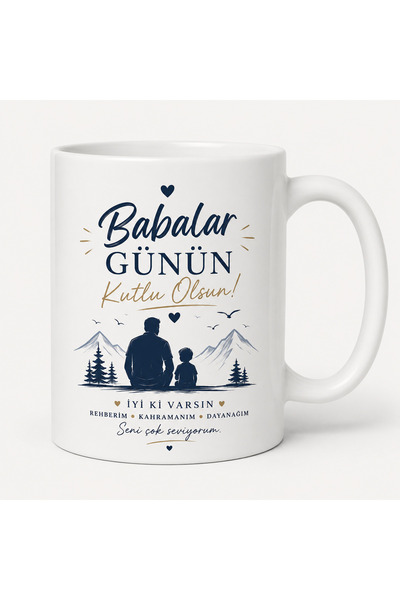 Art By Aslı Father's Day Mug "Good That You'Re Here Dad" Designed White Ceram...