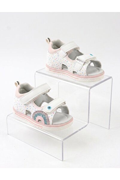 MiniKids Sandale Apawwa curcubeu, model alb