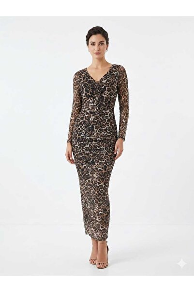 Pyramid masterpieces Leopard Print Evening Gown