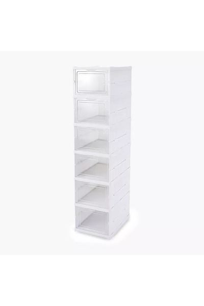 Tim Organizator Încălțăminte Pliabil 6 Niveluri – Raft Compact cu Uși Transpa...