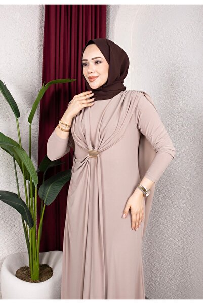 MODAMÜNASİP Minunata rochie Sandy cu cataramă și pelerină elegantă