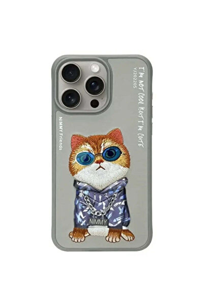 Nimmy Husă Glasses Cool Cat pentru iPhone 15 Pro - gri