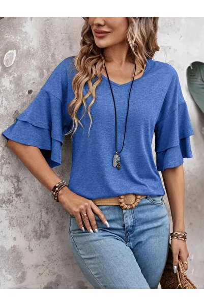 Generic Brand    Women's Short Sleeve V-Neck Viscose Blouse