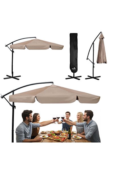 Plonos Umbrelă de grădină pliabilă, 6 secțiuni, 350 cm, cu husă, PL-880