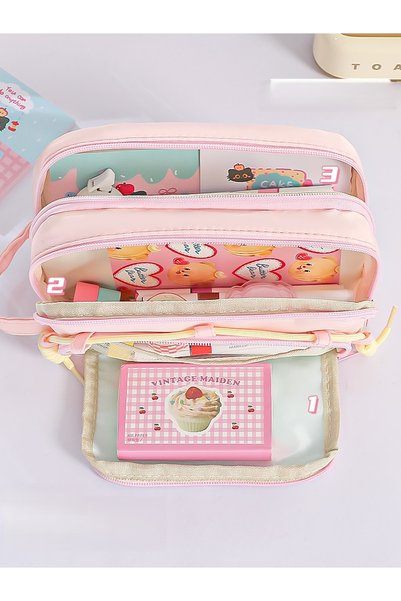 CEDAN Dopamine Contrast Color Dachshund Large Capacity Pencil Bag with Velcro Stylish Japanese Style New Stationery Box