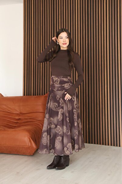 Mersella Luna Women's Patterned Chiffon Maxi Skirt – Lined Inside, High Waist...