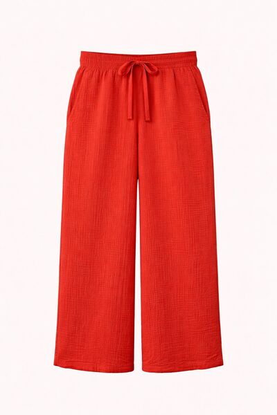 Hiccup Pantaloni din muselină texturată cu talie înaltă Mixray