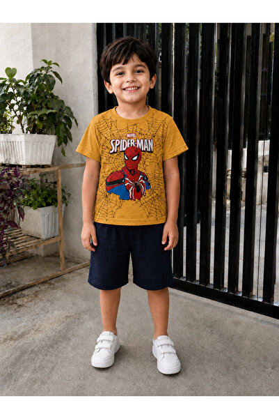Minik mooda Spider-Man Printed Boys' Two-Piece Set Short Sleeve T-Shirt and S...
