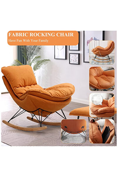TAPIT Rocking Chair with Padded Cushion,Modern Rocker Recliner Chair,Fabric R...