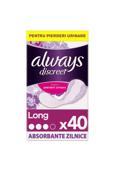 Always Absorbante Zilnice pentru Incontinenta Usoara - Discreet Long, 40 buc