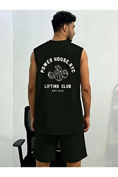 Take Two By Styli Men Black Graphic Print Round Neck Tank and Shorts Co-Ords