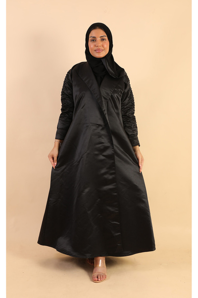 Stylish Fashion عباية من ستايلش فاشن لف باللون الأسود مزينة بشك