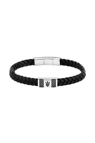 Maserati Bratara JM424AVE25, piele neagra, lungime 19+1cm