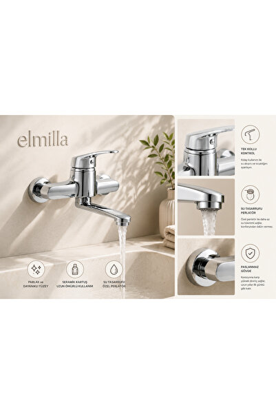 elmilla Krom Alttan Borulu Mutfak-Lavabo Bataryası Çeşmesi Musluğu SICAK - SO...