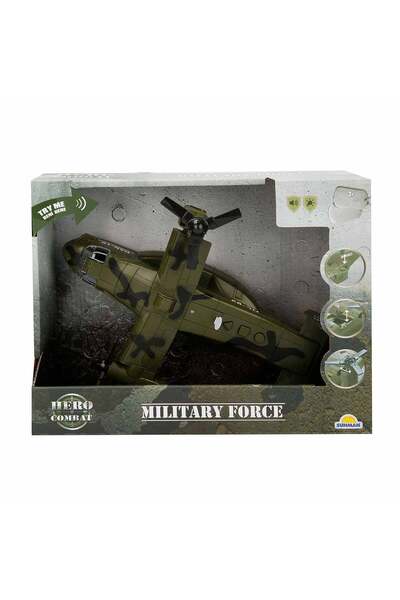 Hero Combat Avion militar cu lumini si sunete, Hero Combat, 28 cm, Verde