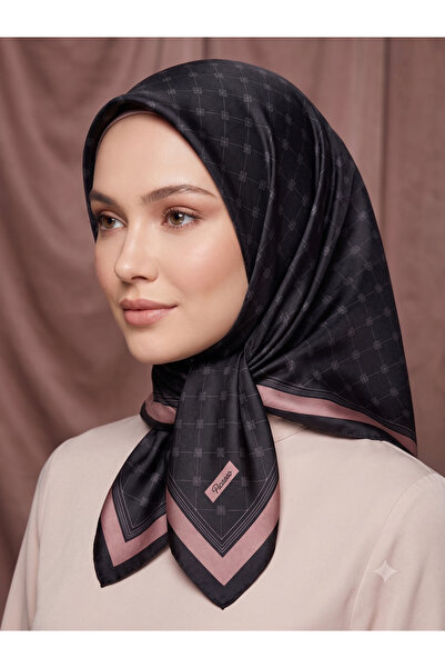 Picasso Silk Look Black Crystal Scarf – Twill Stylish Design 90X90
