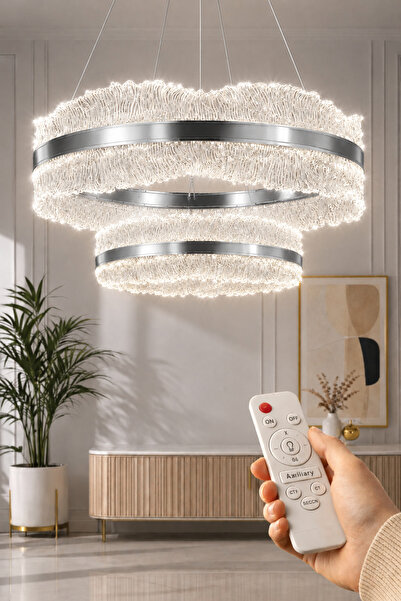 Luna Lighting Ocean Model Krom 3 Renk Kumandalı Metal Salon Mutfak Oturma Yat...