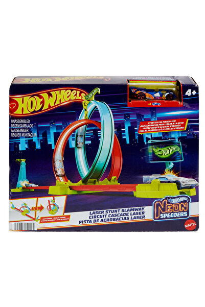 HOT WHEELS Set masina si pista, Hot Wheels, Neon Speeders, Laser Stunt Slamwa...