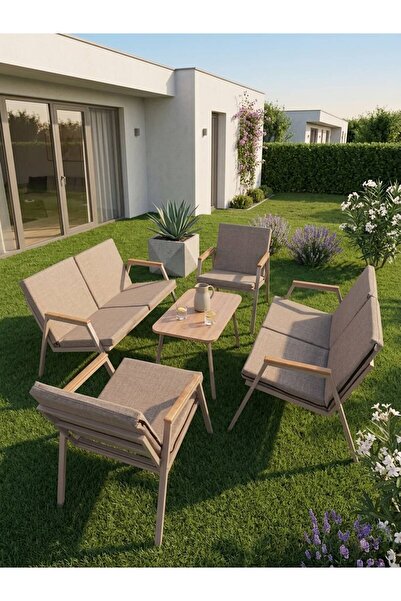 Dekoroom's VİENTO 2-2-1-1 BAHÇE BALKON MOBİLYASI,SEHPALI CAPİ İSKELET,KUMAŞ R...