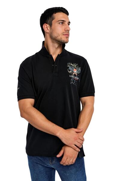 Arma Ar-Ma Men's Polo Collar T-Shirt Picture Printed Knitted Fabric Large Siz...