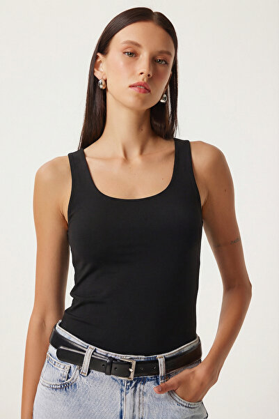Lovelyİstanbul U-Neck Basic Knitted Blouse Lrn0055 Black