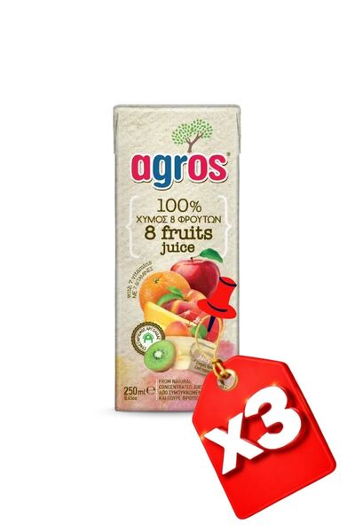 Agros 3x 8 FRUCTE MULTIVITAMINE 100% 250 ml