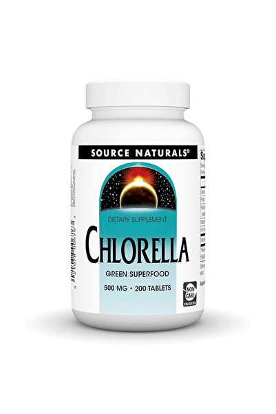 source naturals كلوريلا، 200 قرص، 500 ملغ